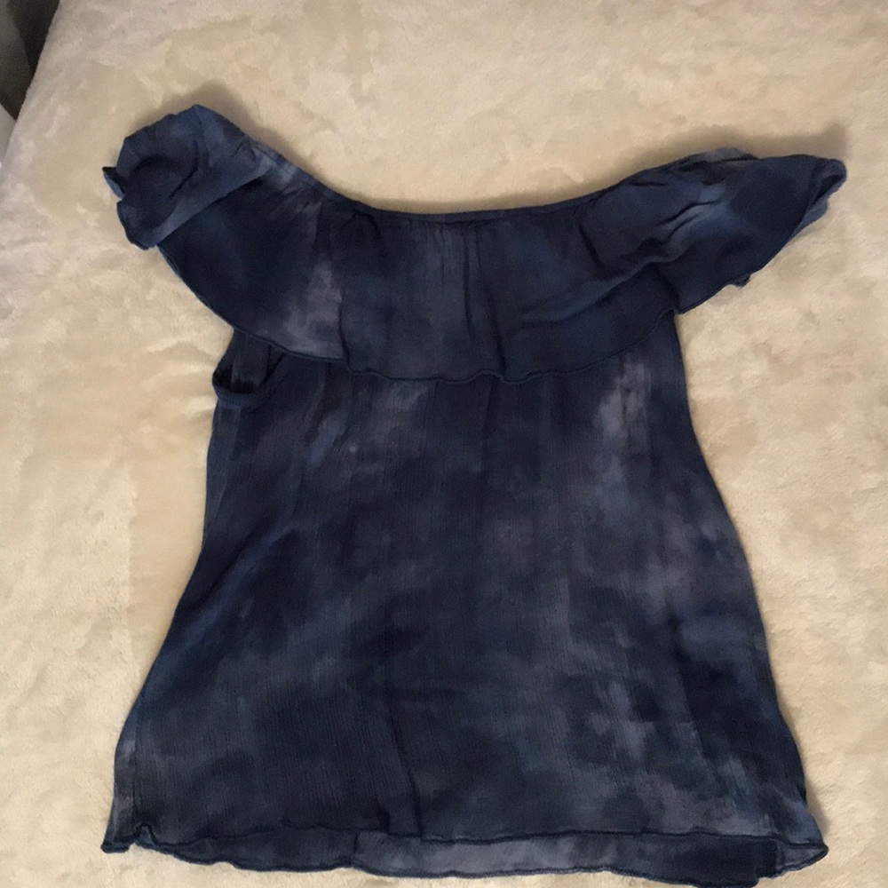 off the shoulder top blue tie dye
